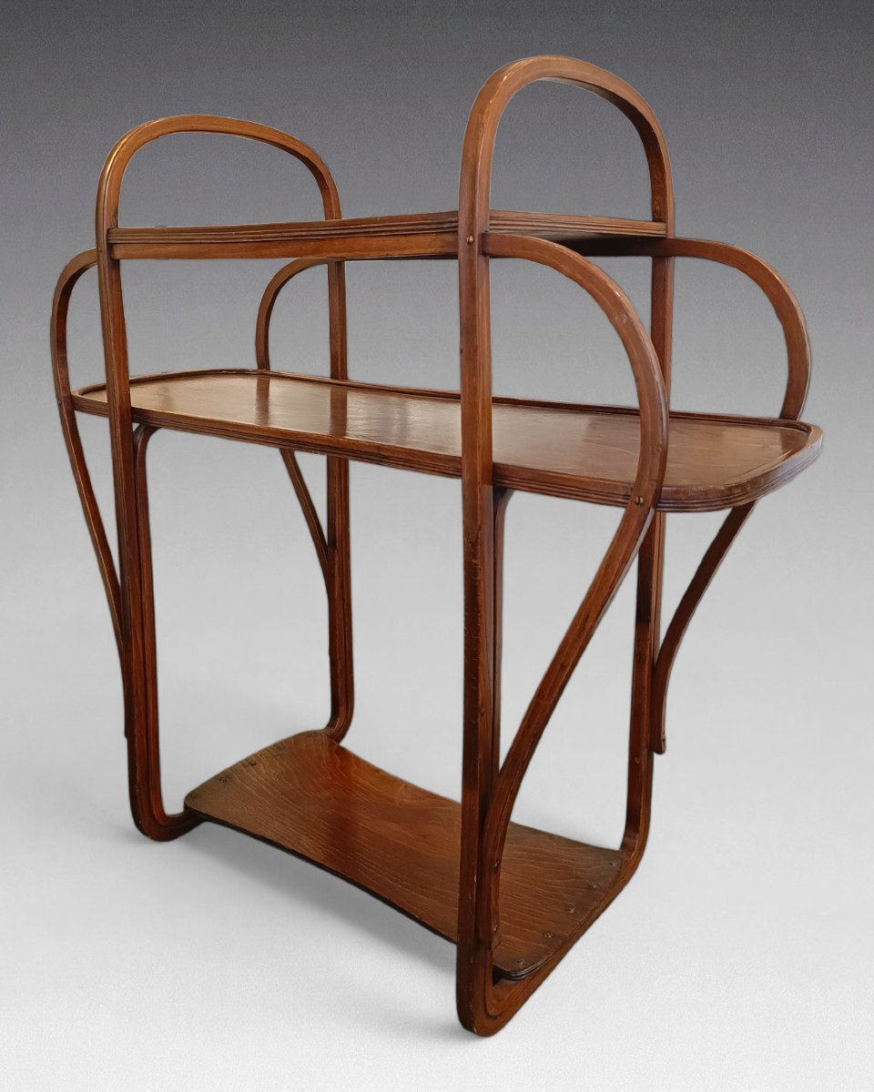 Table à thé en bois courbé et merisier (vers 1900)-photo-3