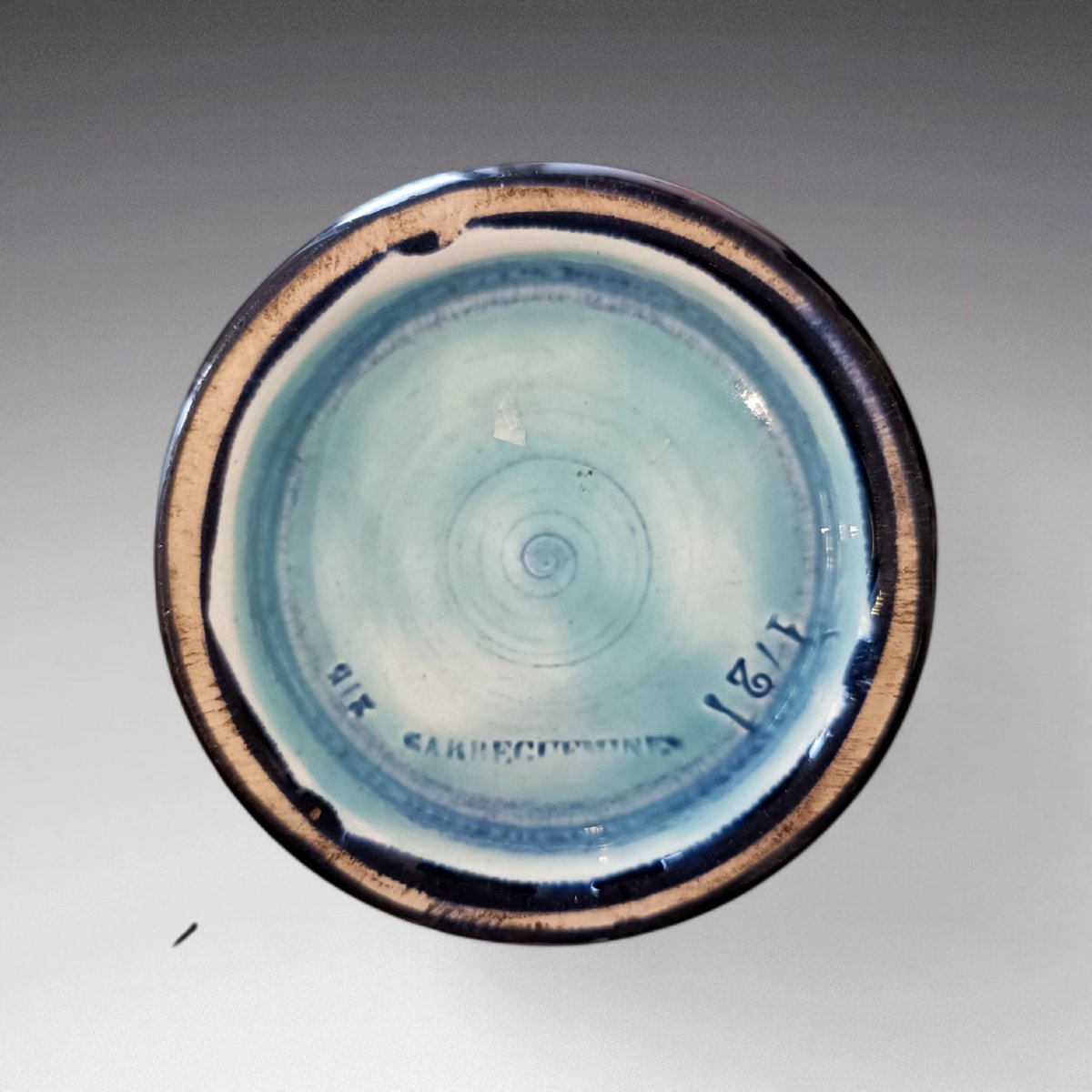 Présentoir en bambou et 5 vases en céramique Sarreguemine. Dans le gout de Perret-Vibert (1900)-photo-4