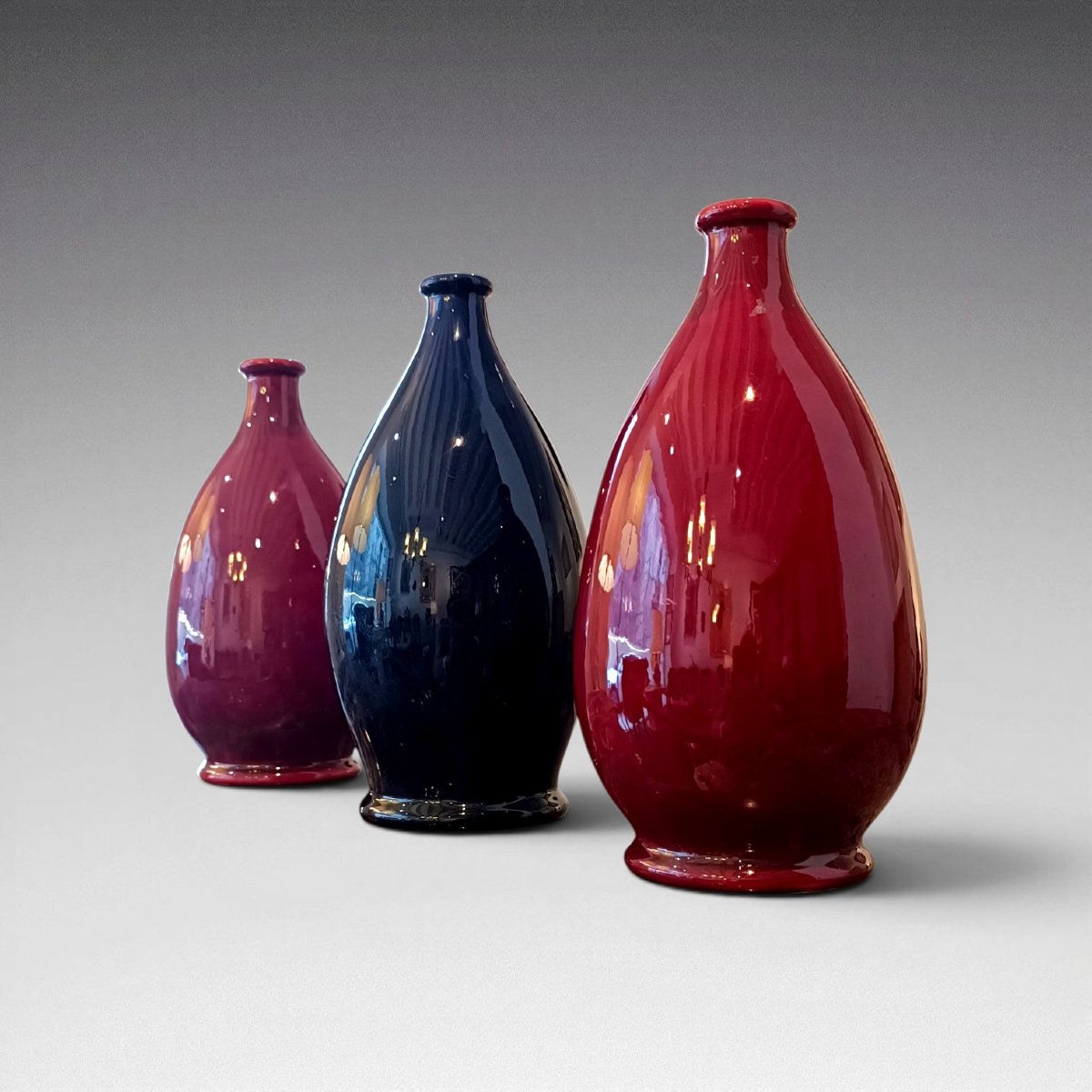 Sarreguemines - 3 Ceramic Vases (circa 1900)-photo-2