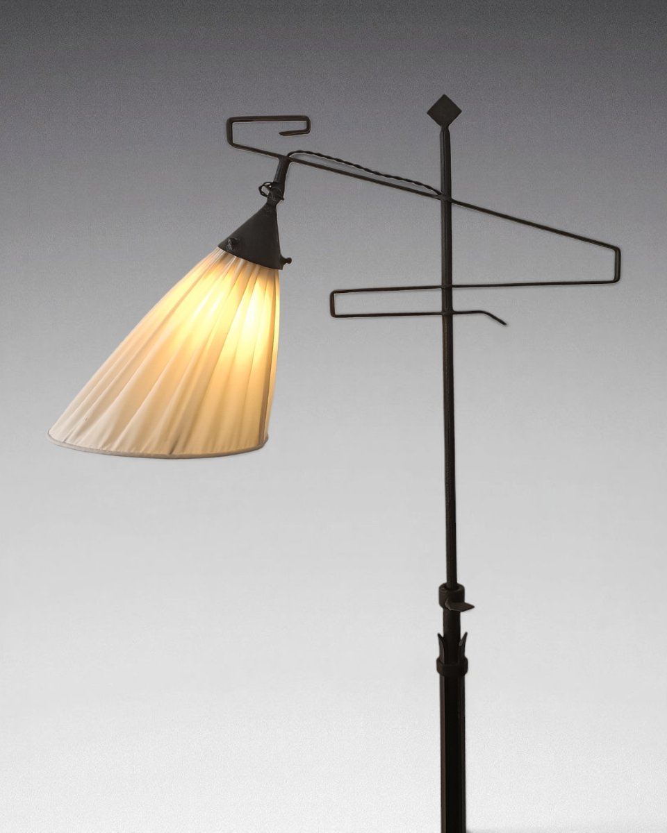 Lampadaire en fer forgé - Travail d'architecte - Hollande (vers 1950) -photo-2