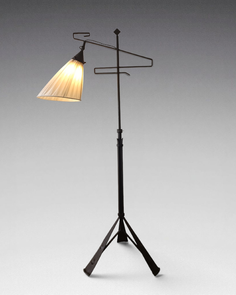 Lampadaire en fer forgé - Travail d'architecte - Hollande (vers 1950) 