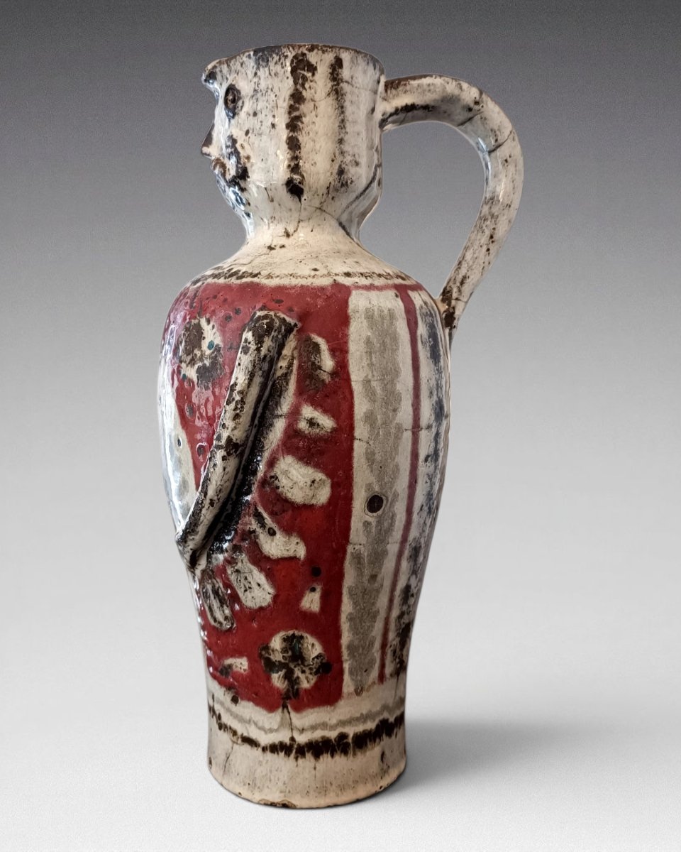 Gustave Reynaud - Anthropomorphic Ceramic Pitcher - "le Murier" Workshop, Vallauris (circa 1960-photo-3