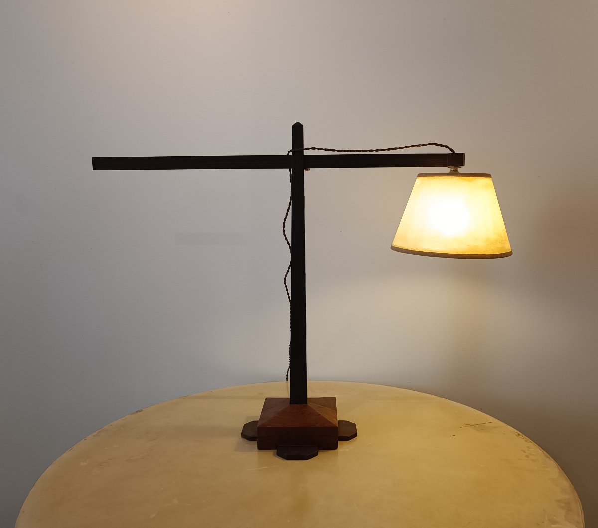 Lampe potence en acajou et palissandre (vers 1950)-photo-2