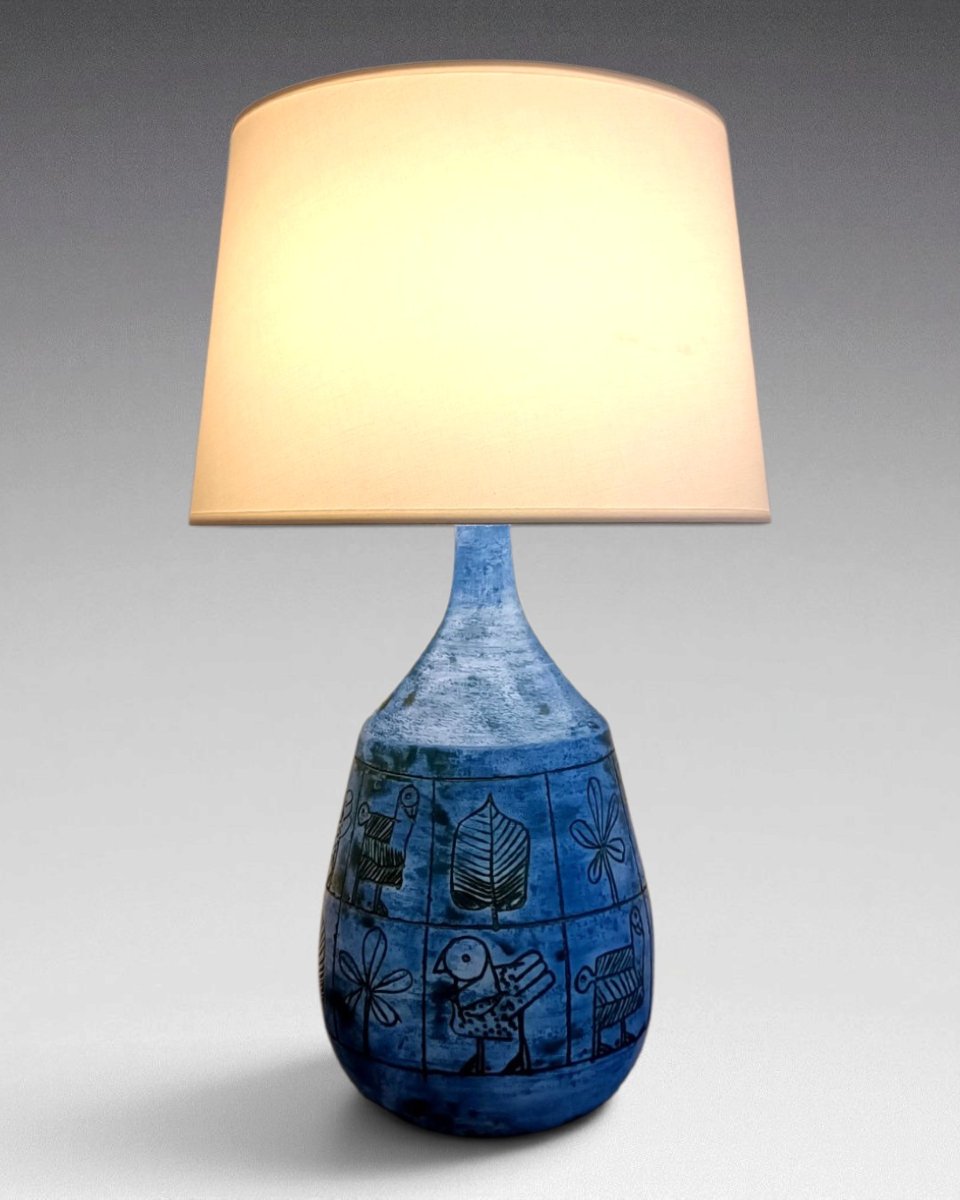  Jacques Blin - Blue Ceramic Lamp (circa 1950)