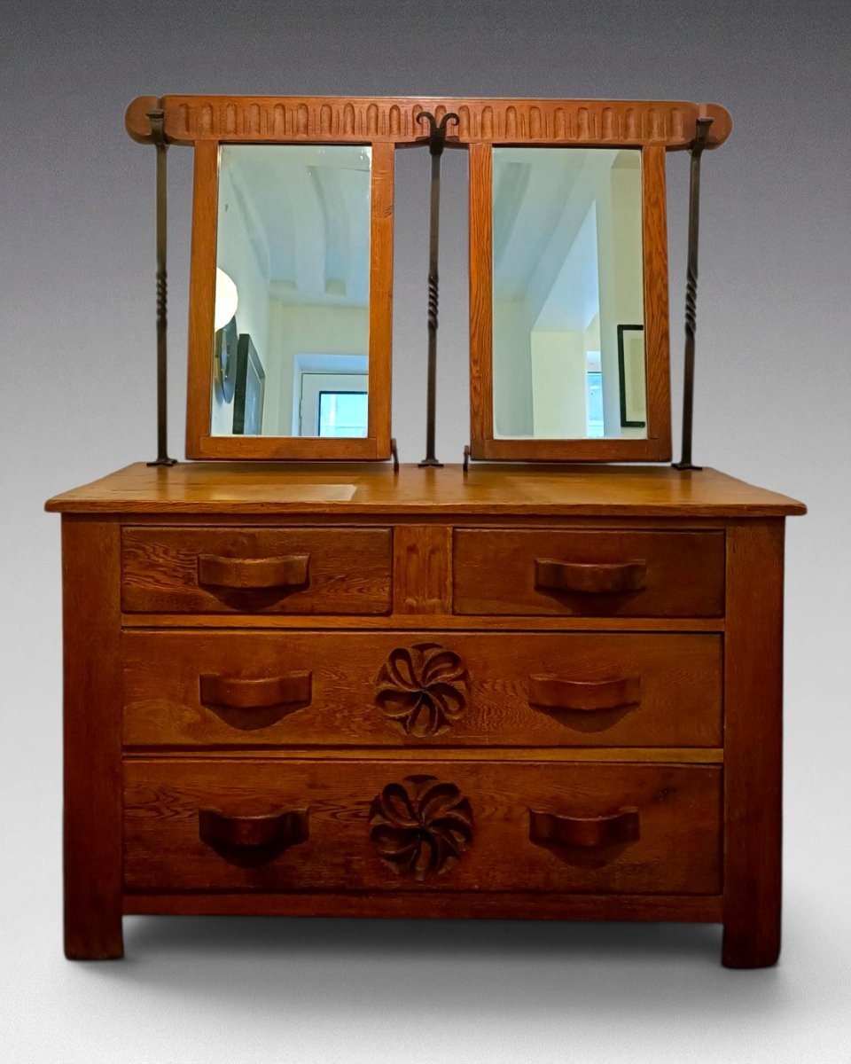  Regionalist Chest Of Drawers. Tilting Mirrors  - France (circa 1930)-photo-2
