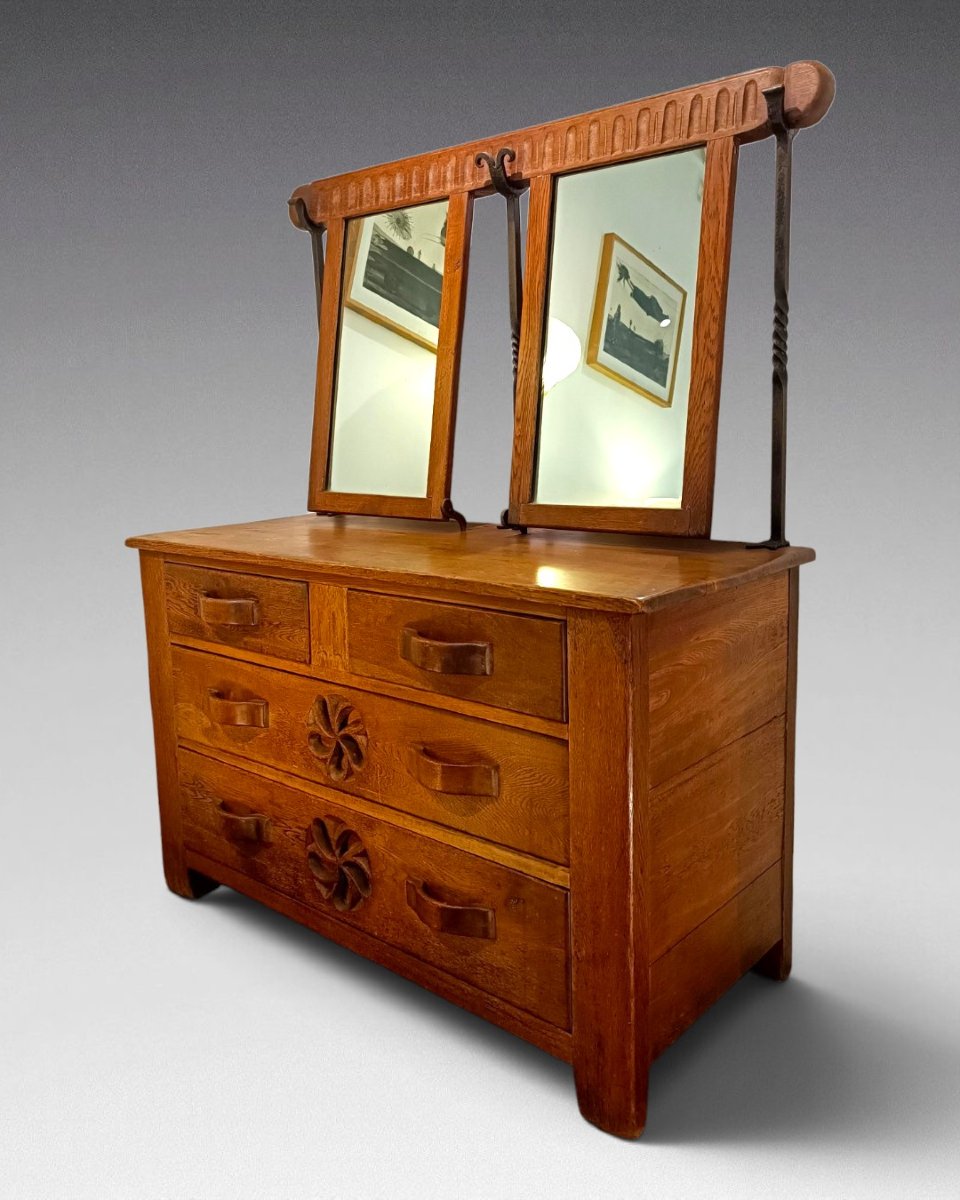  Regionalist Chest Of Drawers. Tilting Mirrors  - France (circa 1930)