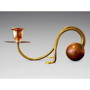 Carl Deffner. Copper And Brass Candlestick. Germany (1900)