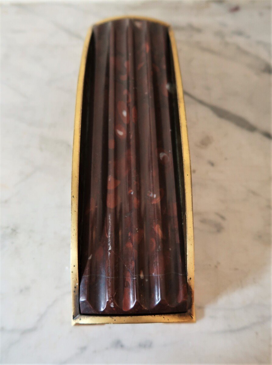 Art Deco Pen Holder In Marble And Gilt Bronze-photo-3