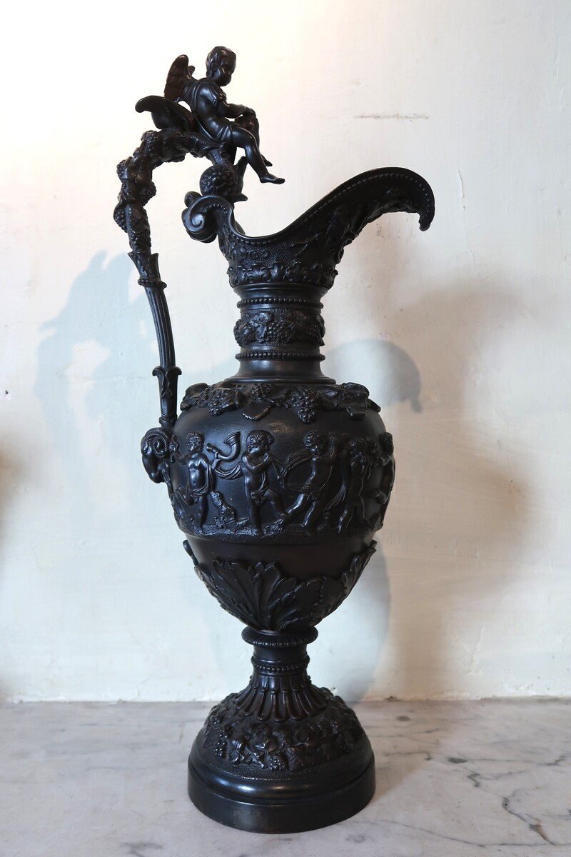 Pair Of Large Renaissance Style Bronze Ewers-photo-2