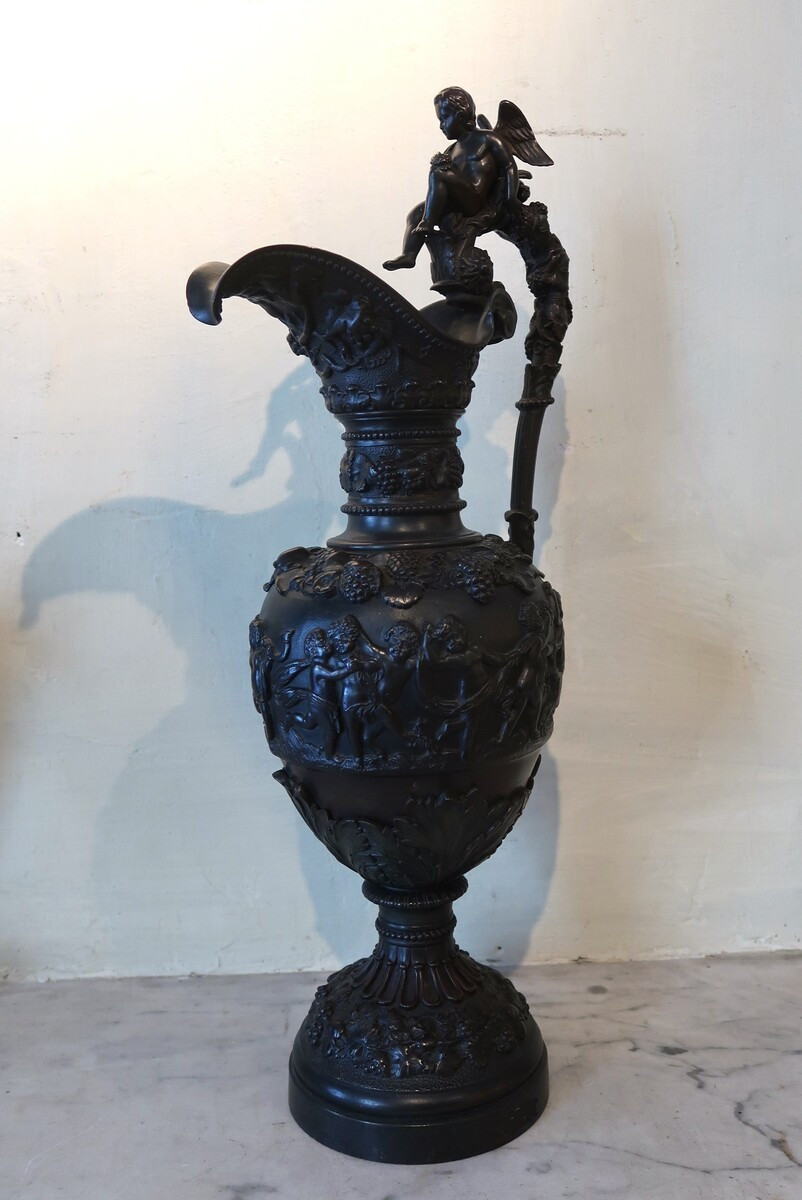 Pair Of Large Renaissance Style Bronze Ewers-photo-4