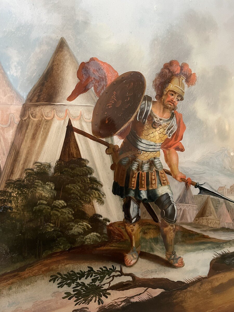 "David contre Goliath" peinture sous verre (églomisé)-photo-2