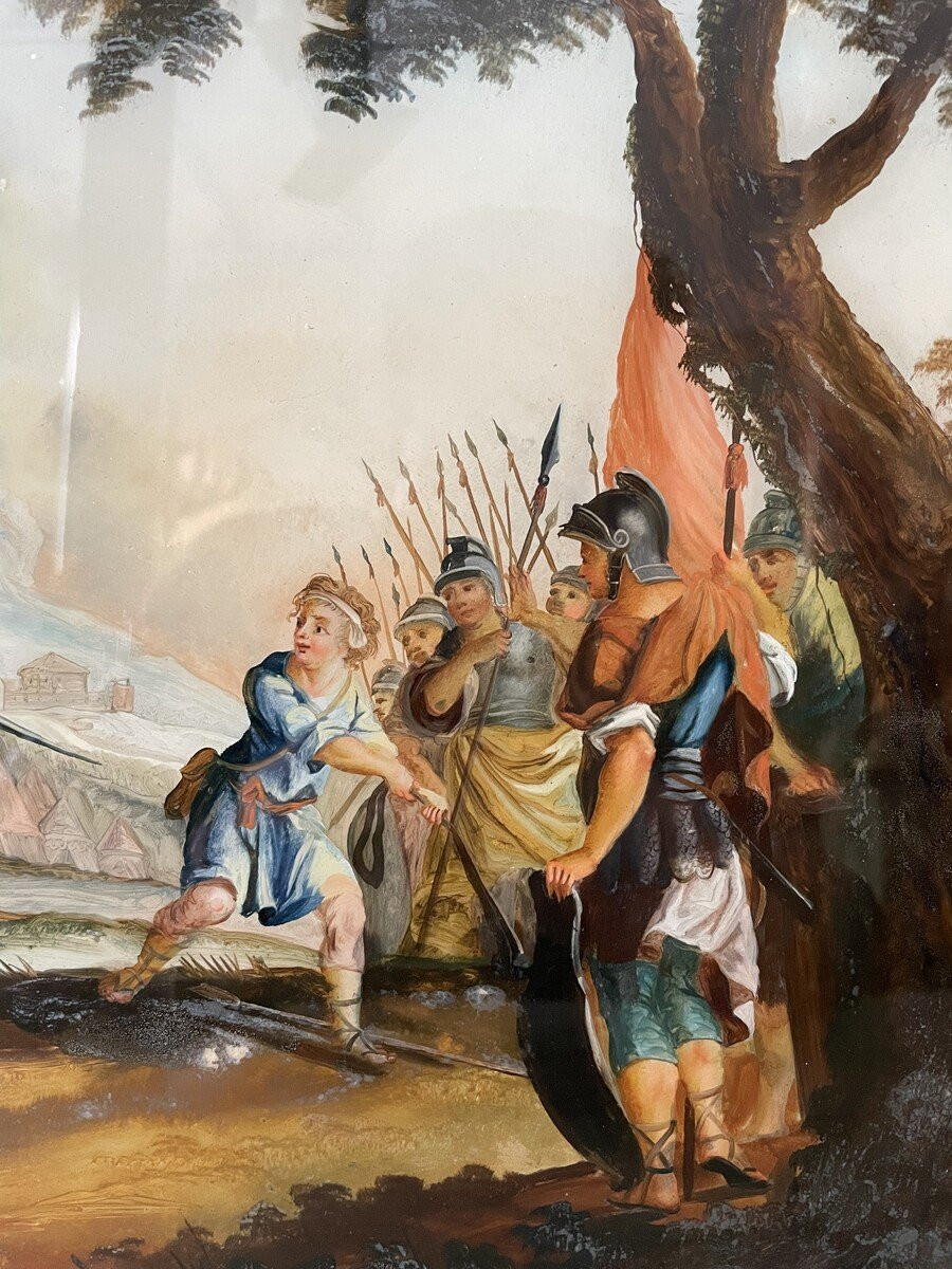 "David contre Goliath" peinture sous verre (églomisé)-photo-3