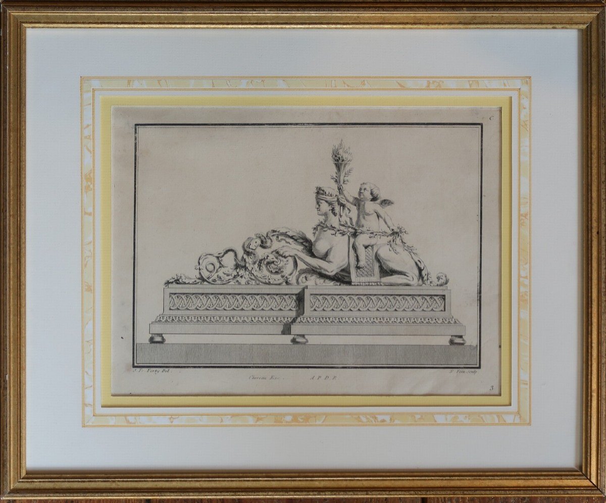 Suite Complète De Six Gravures Représentant Des Chenets -photo-4