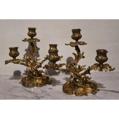 Pair Of Small Louis XV Style Candelabra