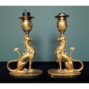 RIDEAUX BRONZE ancien FEUILLE d'ACANTHE NAPOLEON III LA PAIRE ATTACHE 