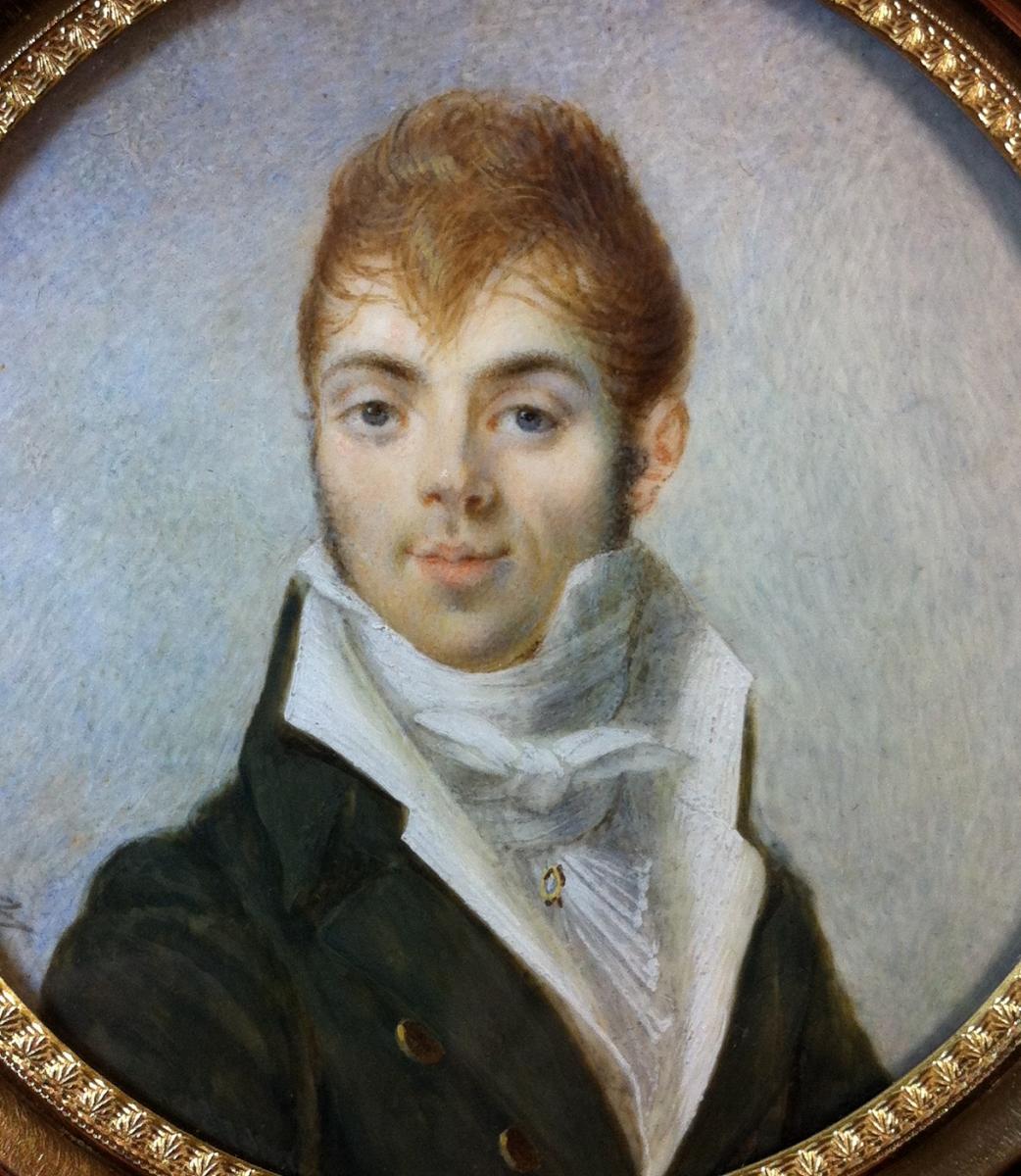 Portrait miniature Empire, vers 1810, signé Melle Malherbe