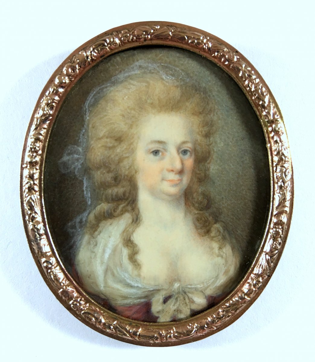 portrait de Louise Von Schwarzenau, miniature, XVIIIe siecle