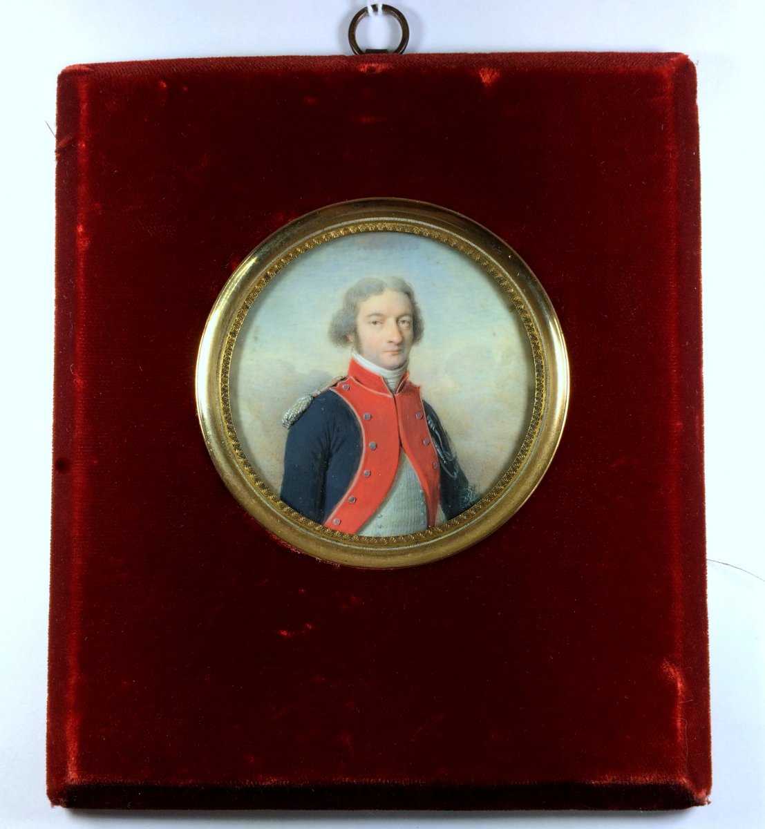 Miniature Portrait Of A Gendarmerie Officer In Uniform, Revolutionary Period-photo-2