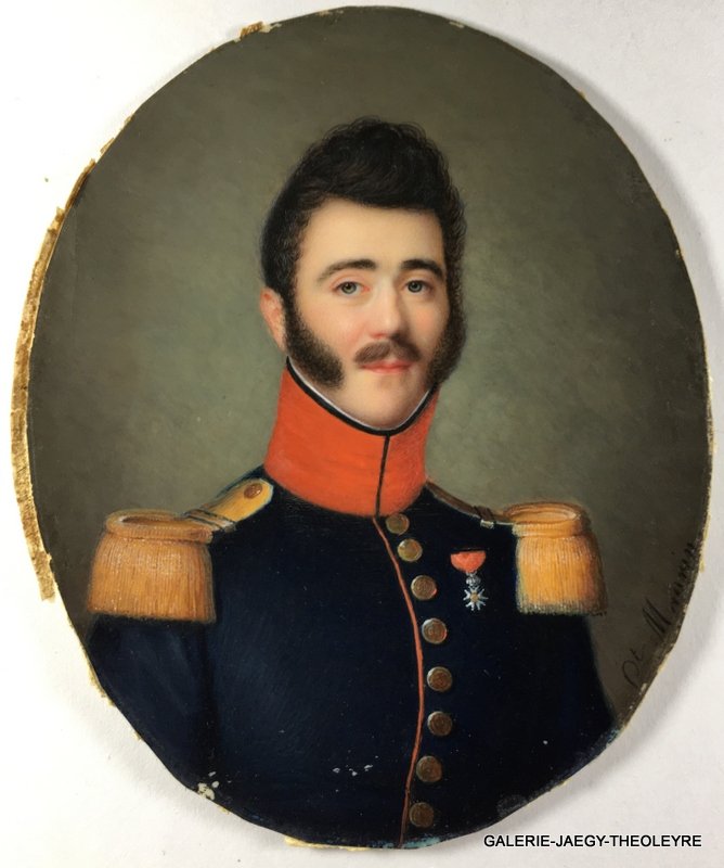 Signed St Maurin, Portrait Of An Officer , Miniature Painted Circa 1830-photo-4