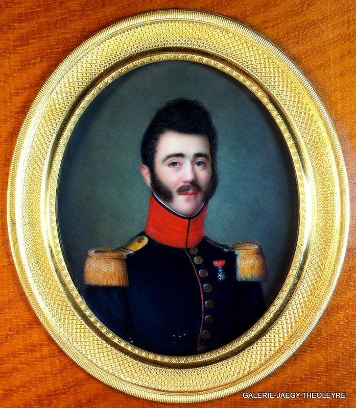 Signed St Maurin, Portrait Of An Officer , Miniature Painted Circa 1830