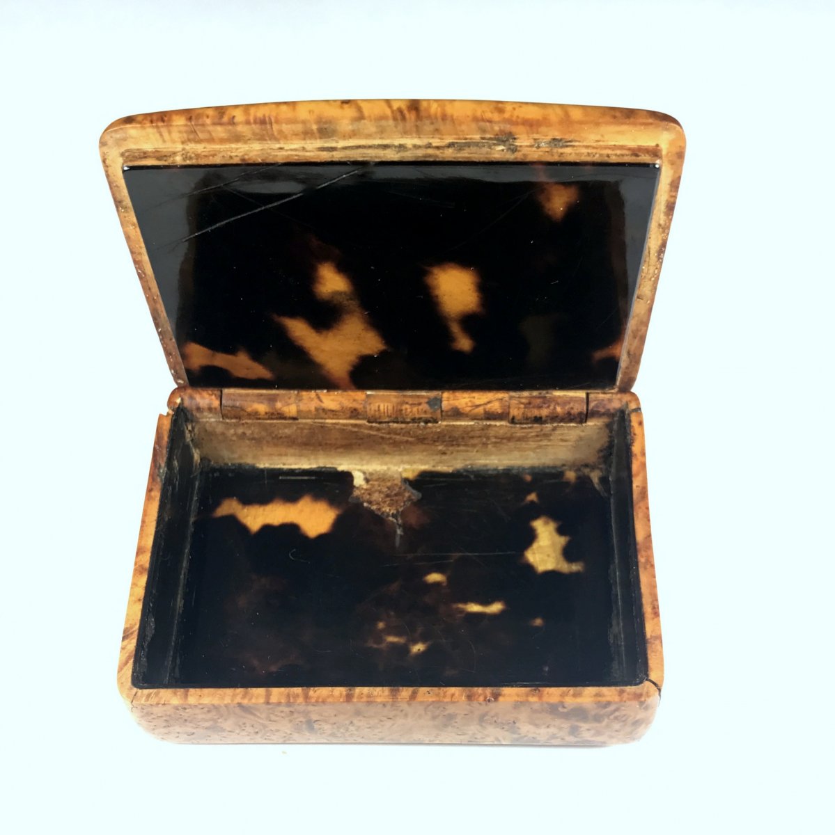 French Empire Portrait Miniature Wood Snuffbox-photo-1