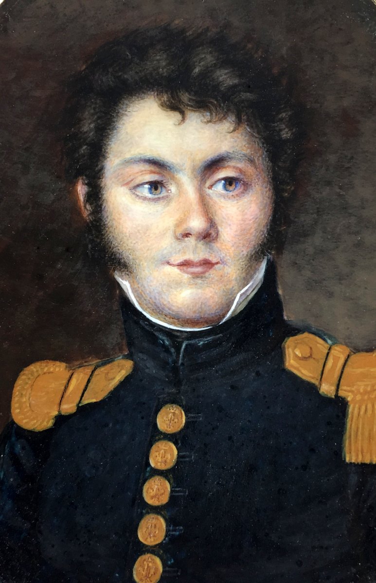 Miniature Portrait Of A Young Man In Uniform Circa 1820-photo-2