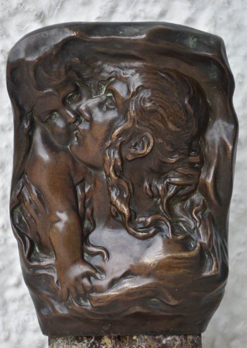Hector LEMAIRE (Lille 1846 - Paris 1933), Mére et enfant (1898)-photo-3