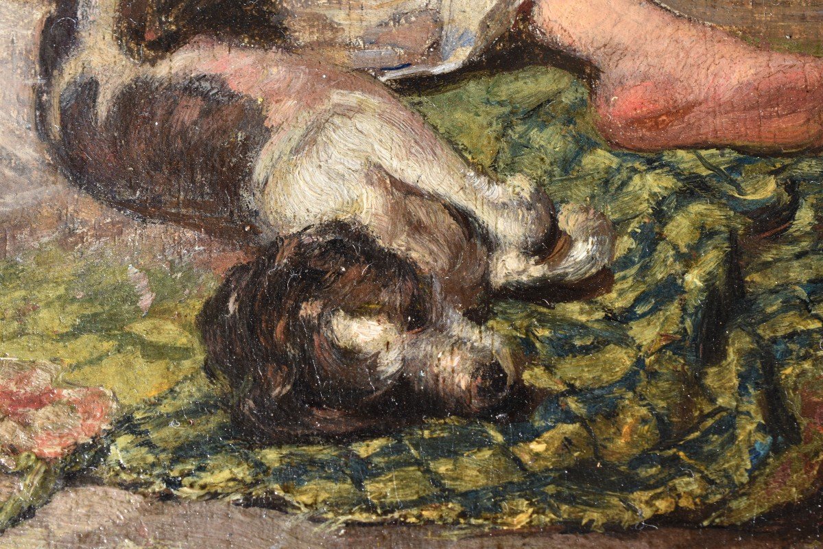 Wilbur Winfield Woodward, Girl Picking Fleas From A Dog (1879)-photo-2