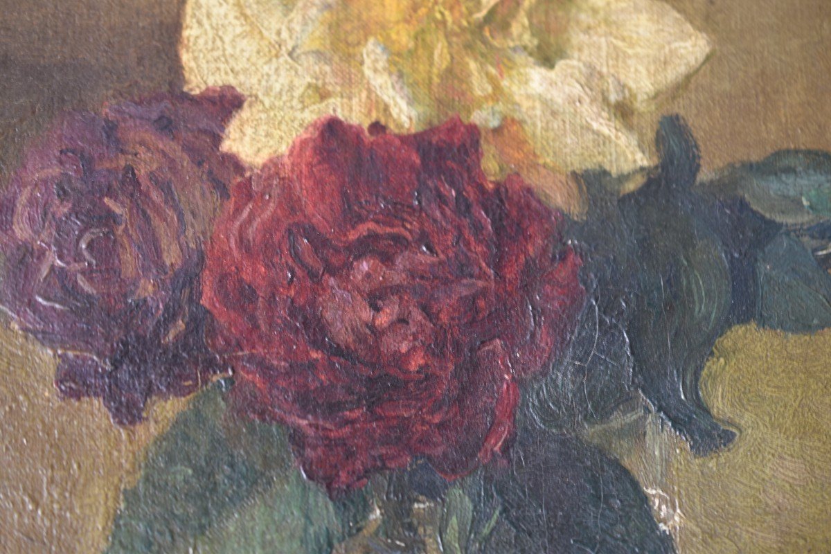 Antoine-louis Perret, Roses In A Glass (circa 1870)-photo-1