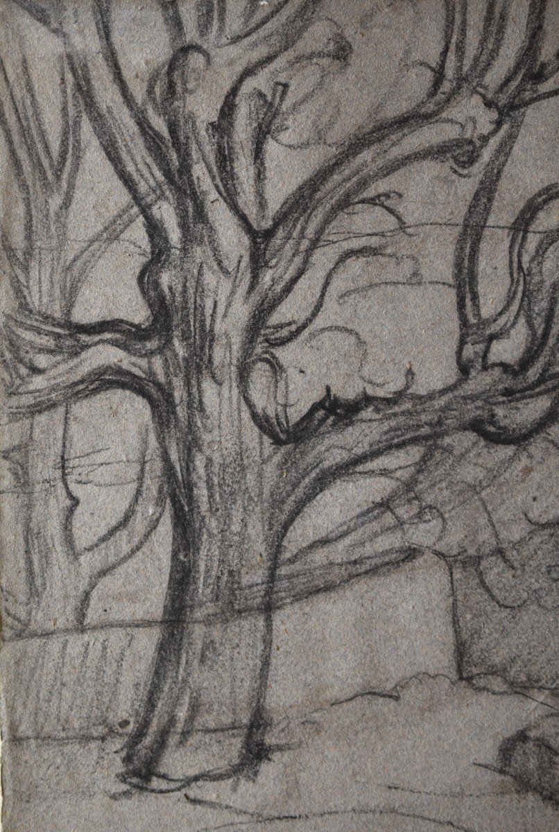 Jean-Baptiste FRÉNET (Lyon 1814 - Charly 1898), Paysage à l’arbre (vers 1840-1850)-photo-3