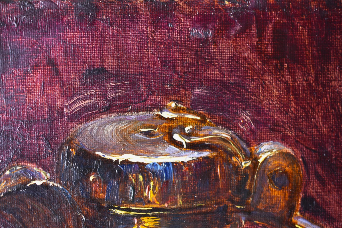 Charles JUNG (Lyon, 1865-1936) , Nature morte aux crevettes (1921)-photo-3