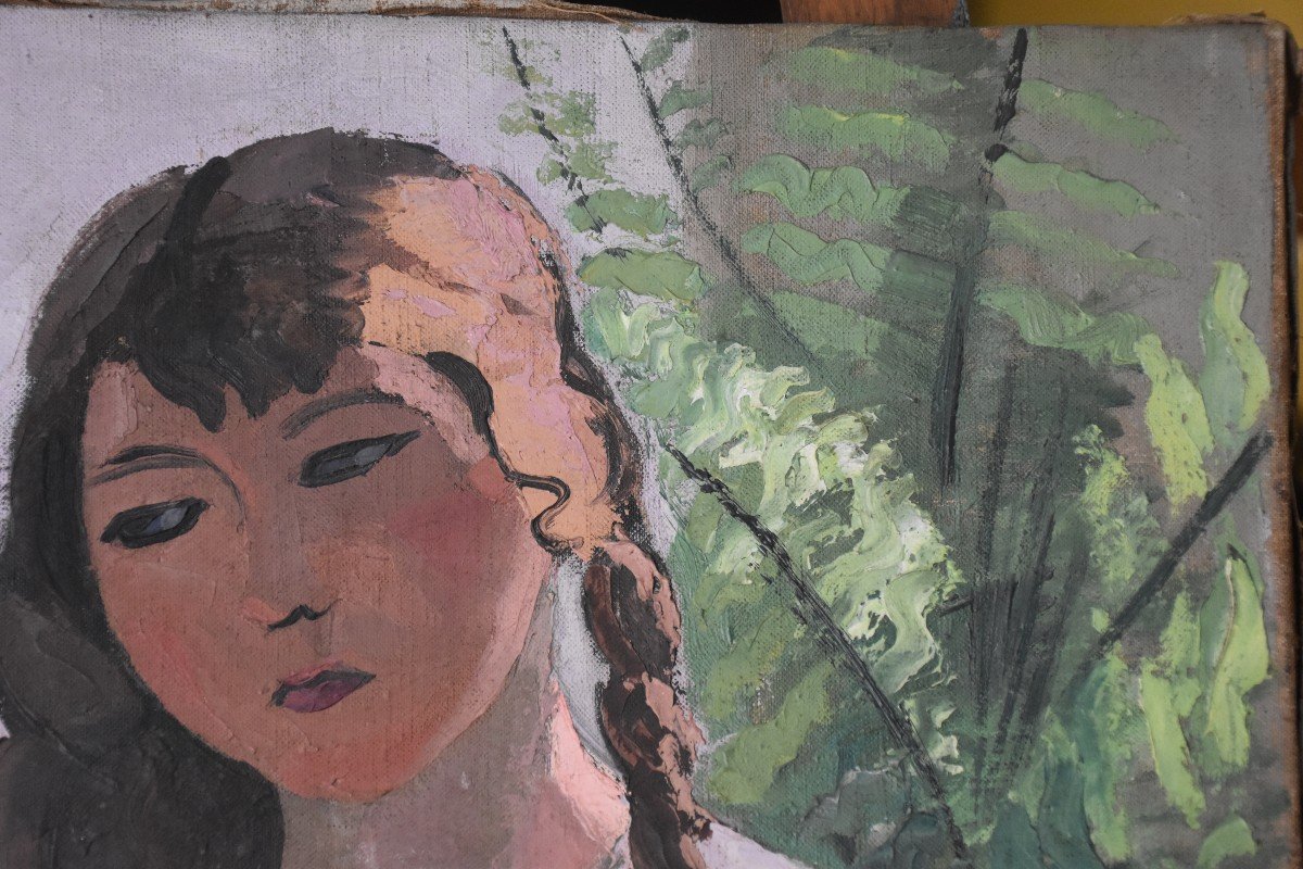 André Auclair, Girl Braiding Her Hair (1929)-photo-2