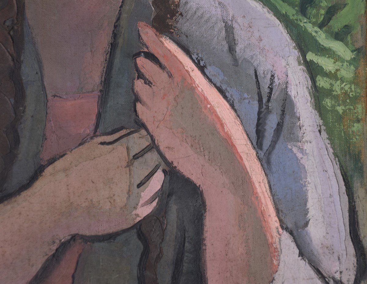 André Auclair, Girl Braiding Her Hair (1929)-photo-3