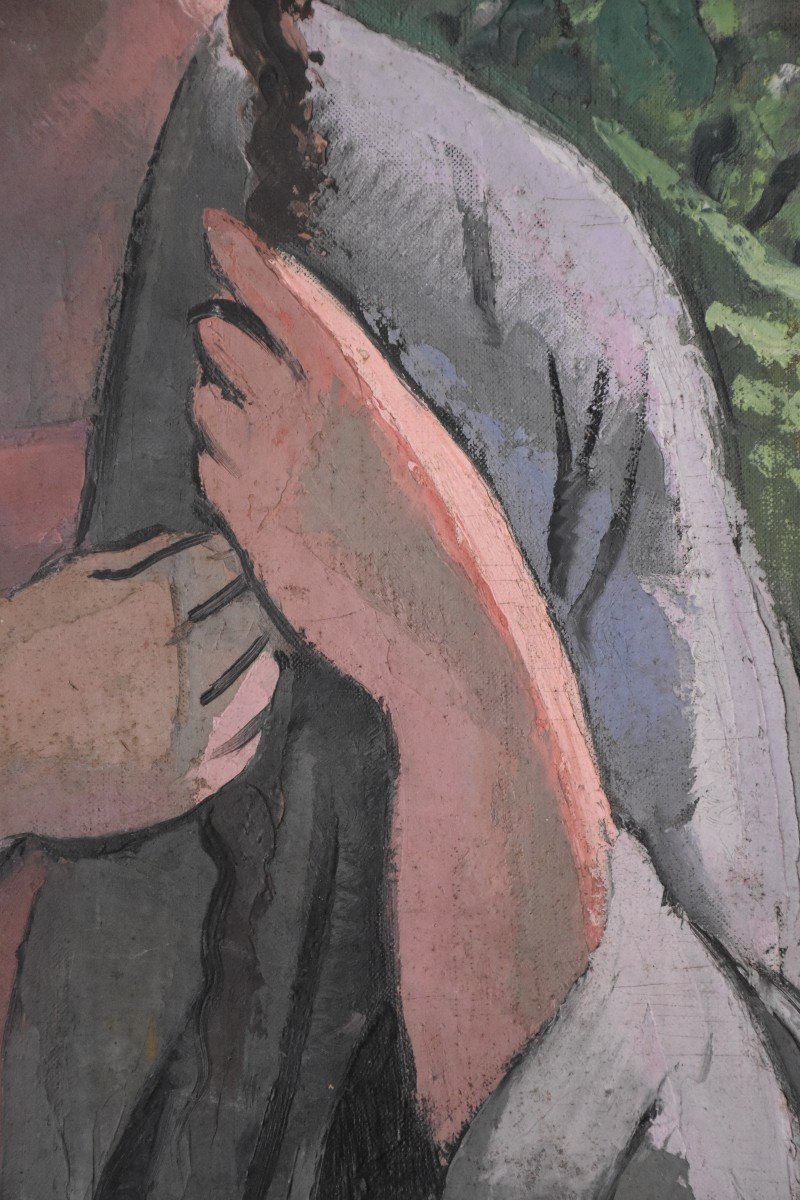 André Auclair, Girl Braiding Her Hair (1929)-photo-4