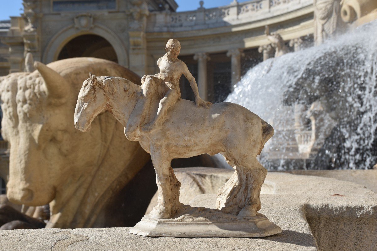 François Antoine Roume, Nude Man Riding A Plow Horse (circa 1910)-photo-3