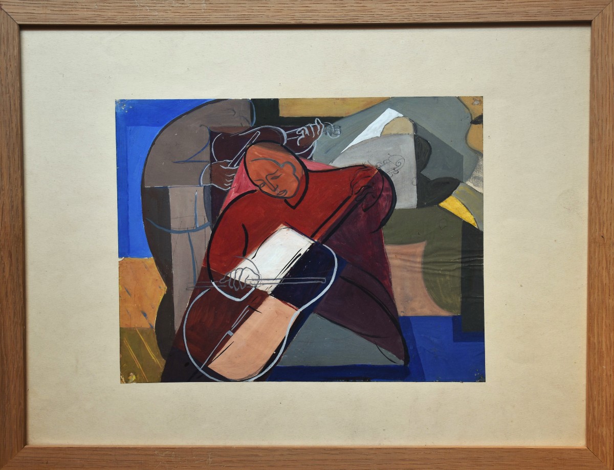 André AUCLAIR (Paris 1893 - Saint-Thomé 1976) Les 3 musiciens (version pianiste), vers 1930-photo-3