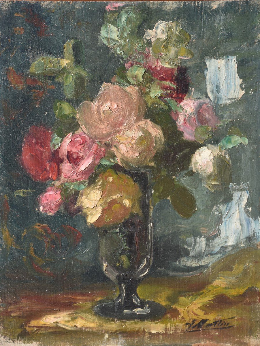 Jacques Martin, Roses In A Glass (circa 1900)