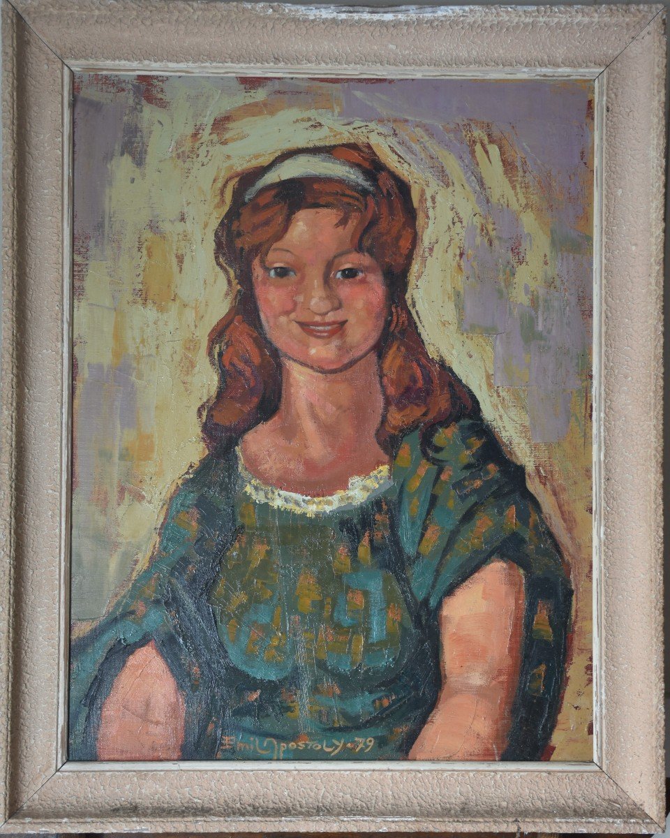 Émile APOSTOLY (Saint-Marcel-lès-Valence 1924 - Nyons 2013), La Jeune villageoise (1979)-photo-1