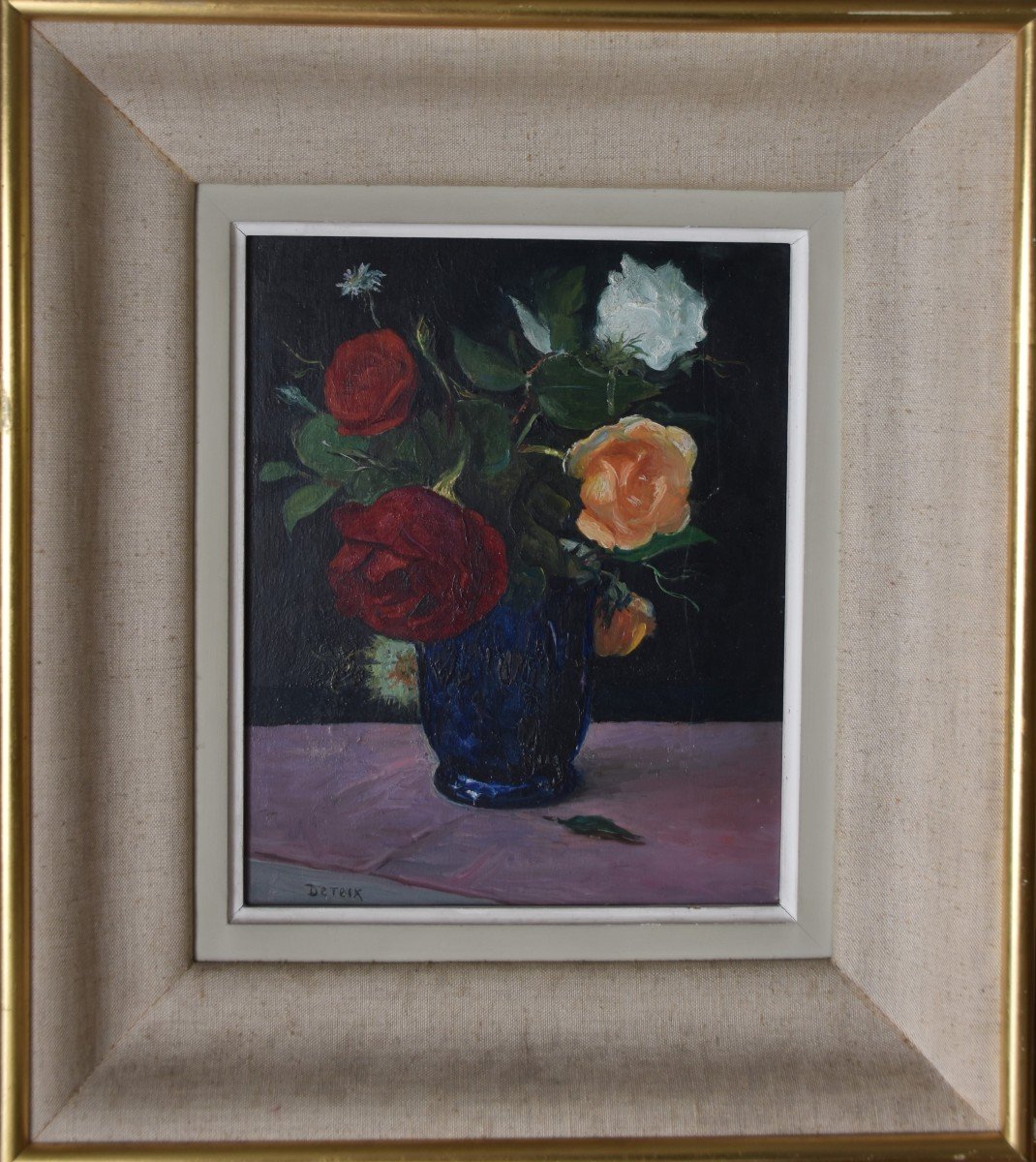 Adolphe Deteix, Flowers In A Blue Vase (circa 1930)-photo-3