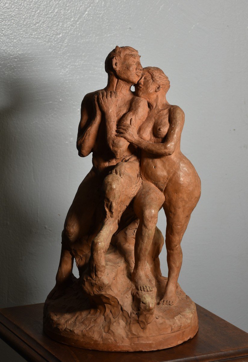 Henri LUCIEN-ROBERT, Faune et femme amoureux (vers 1900)-photo-2