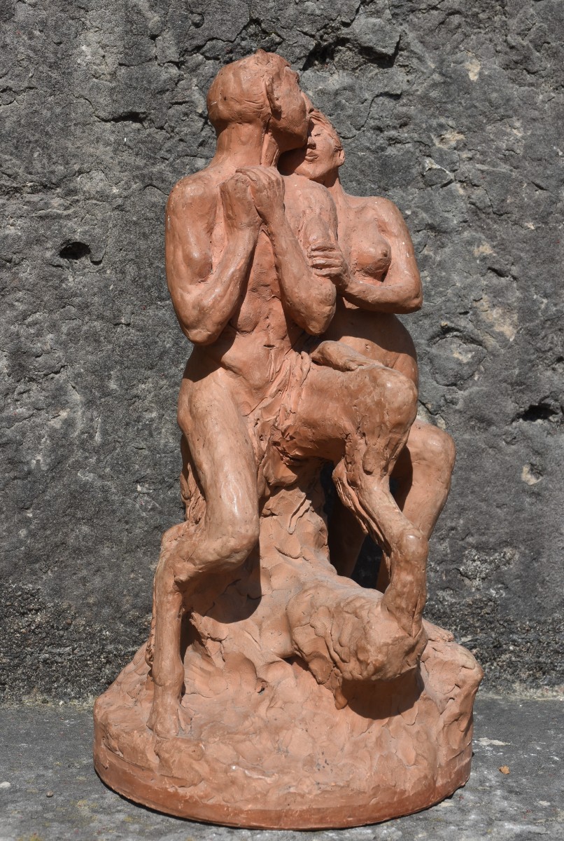 Henri LUCIEN-ROBERT, Faune et femme amoureux (vers 1900)-photo-3