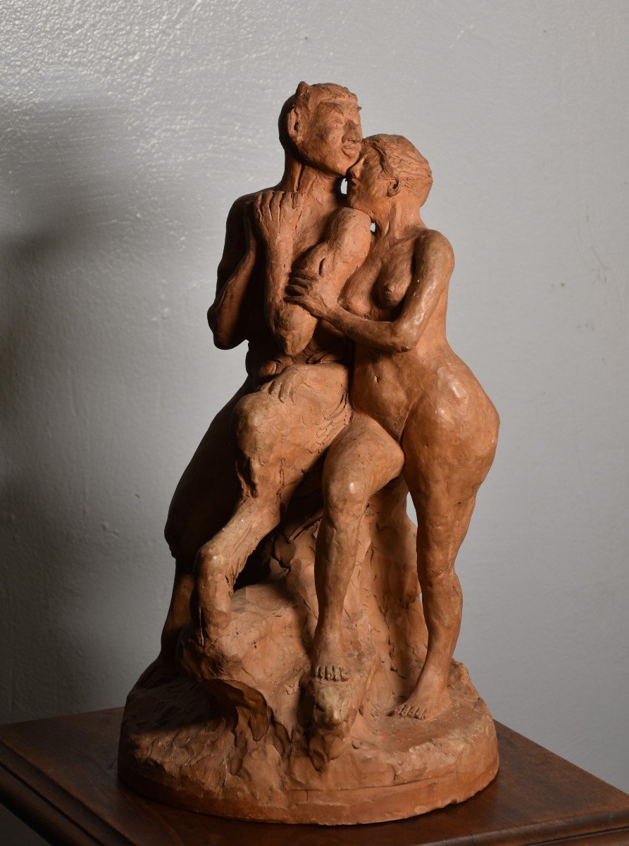 Henri LUCIEN-ROBERT, Faune et femme amoureux (vers 1900)-photo-2