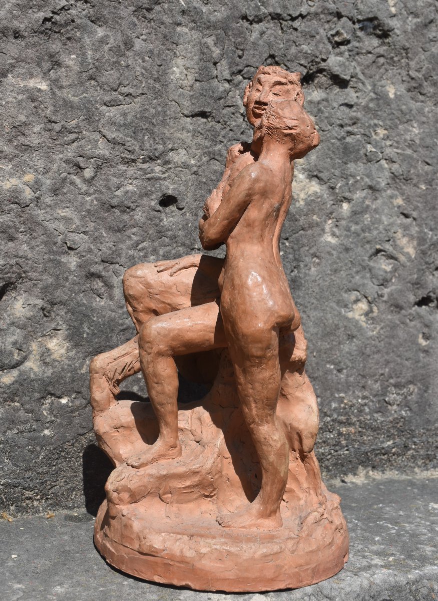 Henri LUCIEN-ROBERT, Faune et femme amoureux (vers 1900)-photo-5