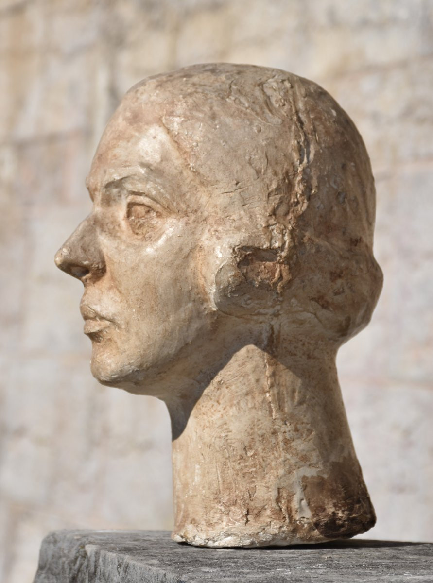 Georges SALENDRE (Romanèche-la-Montagne 1890 - Pierre-Bénite 1985), Tête de femme (vers 1925)-photo-3