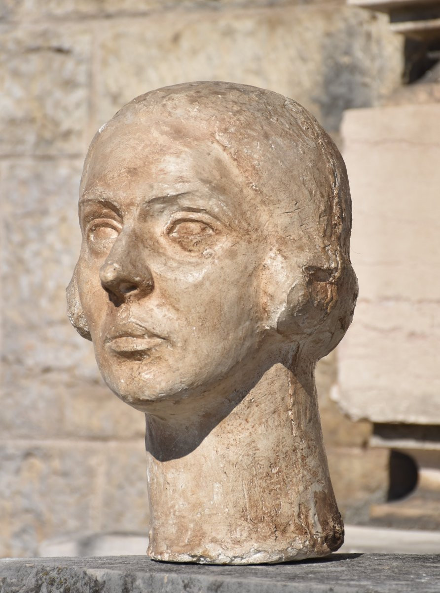 Georges SALENDRE (Romanèche-la-Montagne 1890 - Pierre-Bénite 1985), Tête de femme (vers 1925)-photo-1
