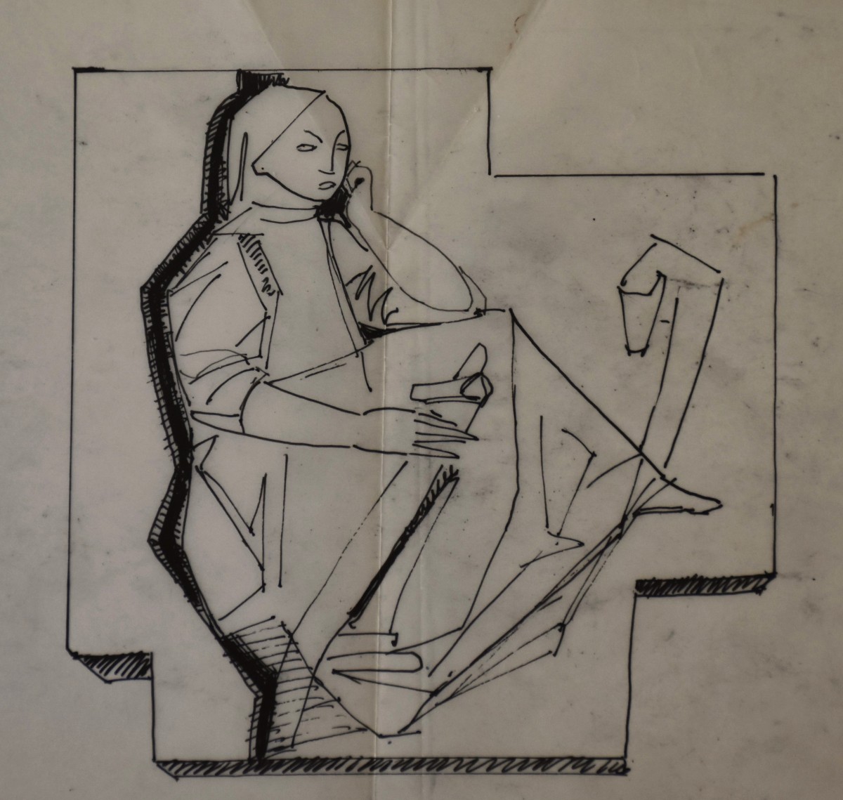 André BIZETTE-LINDET, Dessin pour un bas-relief du Lycée Honoré-de-Balzac, Paris 17e  (1959)