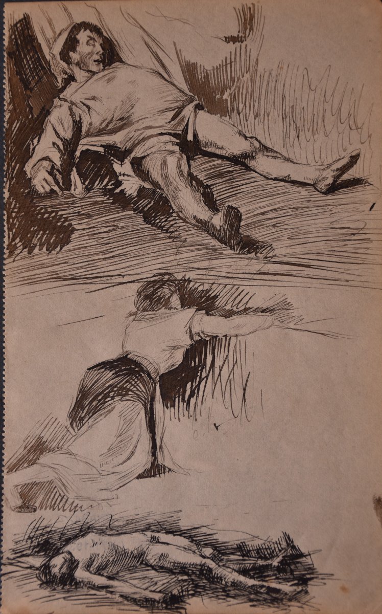 Joseph Marius AVY, Figure d’après Daumier et d'autres croquis (vers 1895)-photo-2
