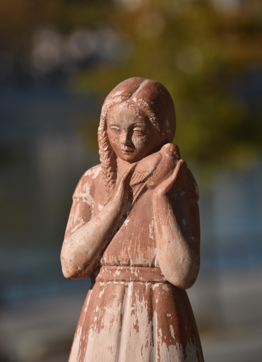 Henri-Paul REY (Pesmes 1904 - Paris 1981), Fille à la colombe (vers 1940)-photo-2