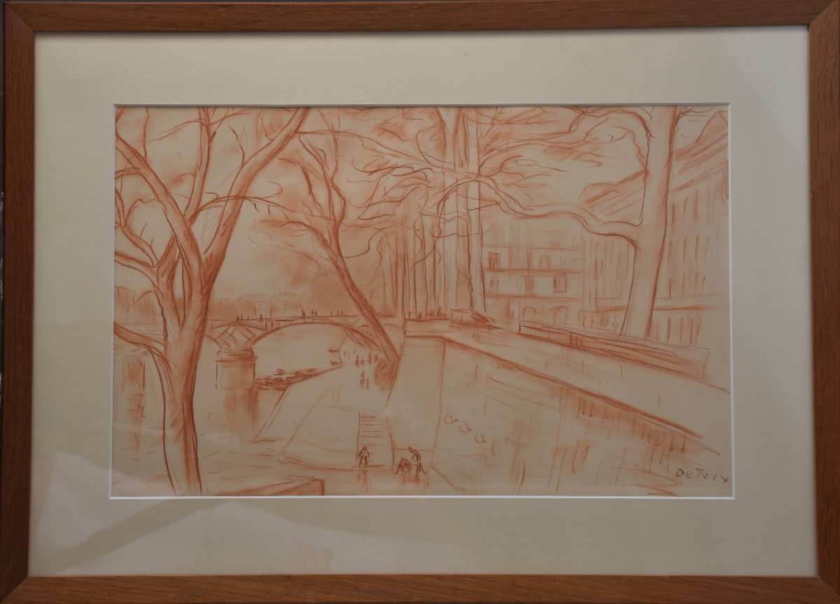 Adolphe DETEIX (Amplepuis, 1892-1967), Le pont des Arts, vue du quai du Louvre (vers 1920)-photo-4