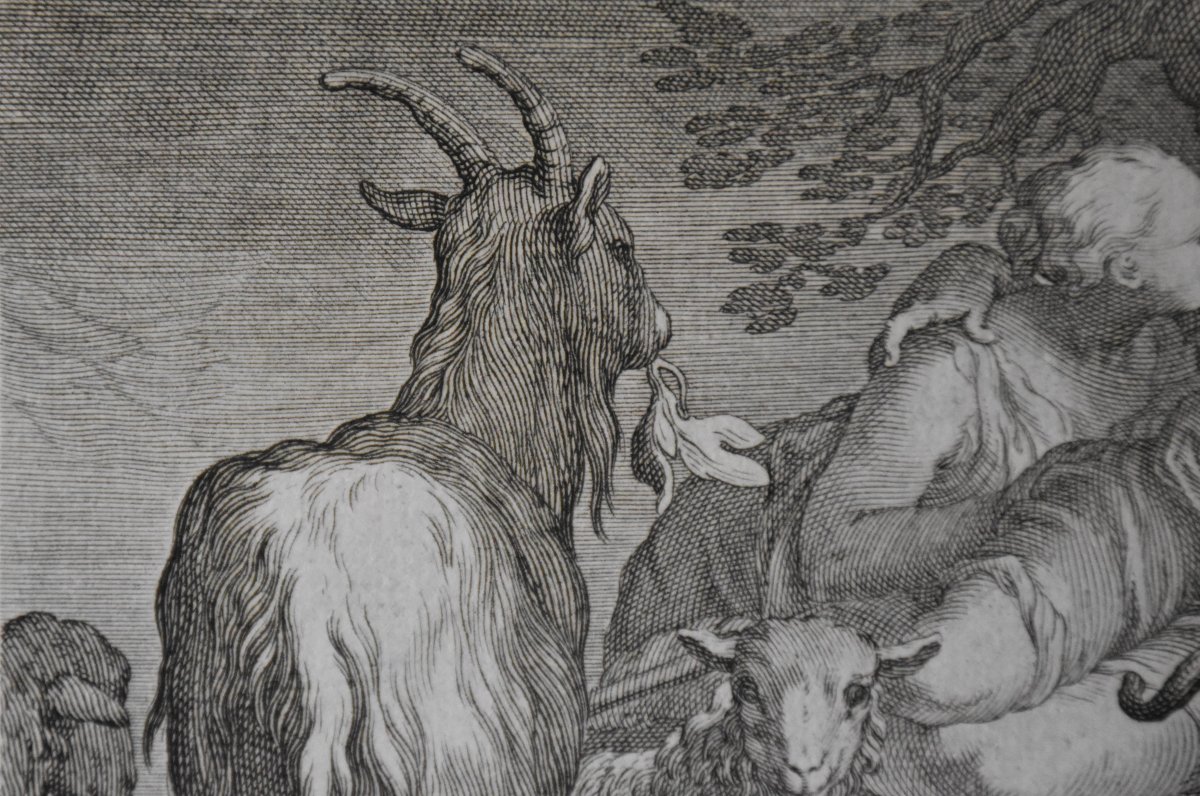 Boetius Adamsz Bolswert After Abraham Bloemaert, Goats And An Amourous Couple (1611)-photo-3